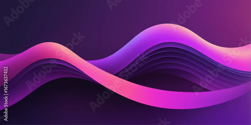 Abstract violet waves and flowing curves create a vibrant design with dynamic light and texture, perfect for a modern business template