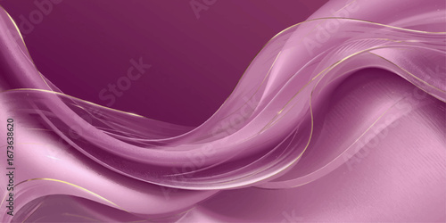 Flowing waves of soft pink and purple satin create a luxurious, abstract textile design