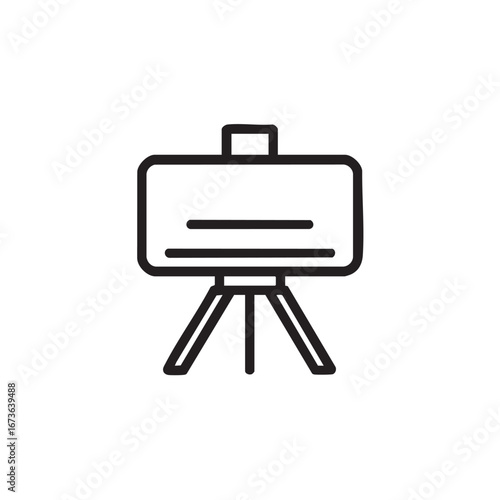 A stylized icon of a flip chart on a tripod stand.