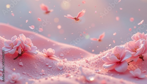 powdery rose fade theme with dusty pink with pale cream, subtle powdery wash, light glitter overlay, floating airy perspective, peaceful and glowing