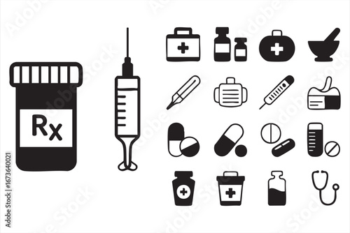 Pills, Capsules, and Drug Icons in Clean Vector Format