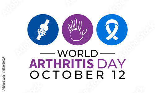 World Arthritis Day is observed globally to raise awareness about arthritis, joint pain, mobility challenges with text inscription October 12. A concept for healthcare and medicine banner design. eps.
