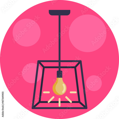 A ceiling-mounted lamp with a single shade hanging downward, commonly used for room or task lighting.