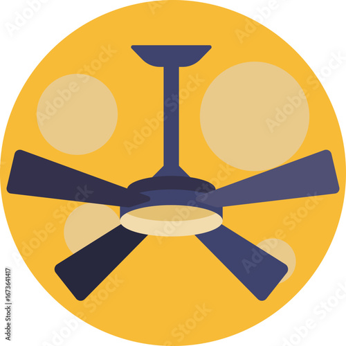 Overhead fan designed to cool and ventilate indoor spaces.