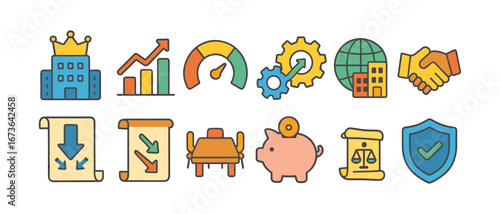 Business outline icon set. corporate, finance, growth icons outline collection