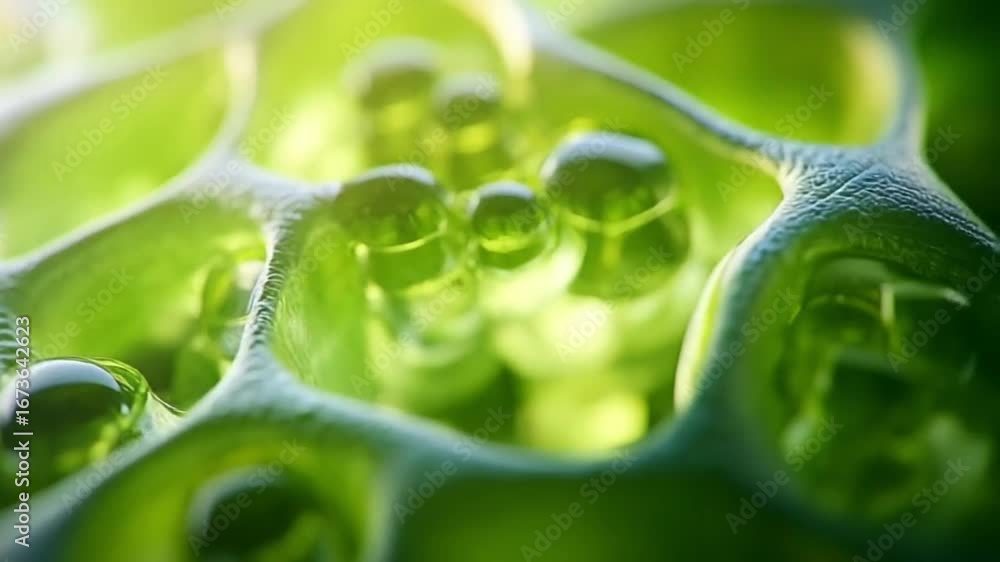 Extreme close-up of green plant cells under microscope, Microscopic ...