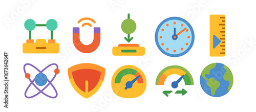Technology, science flat icon set. data, digital, innovation symbols flat collection