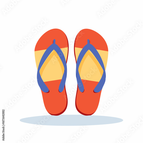 Flat vector illustration of flip flops, summer vacation symbol