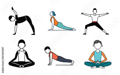 Colored Yoga Poses Collection Illustration