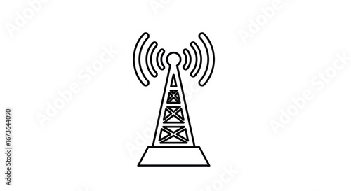 Simple Black and White Outline of a Communication Tower.