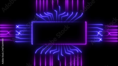 Wallpaper Mural Digital Data moving on Circuit Board and CPU loop backgrounds. Computer Processing and organizing data. glowing neon line animation on black background. appears on the screen with flashing. 4k Torontodigital.ca