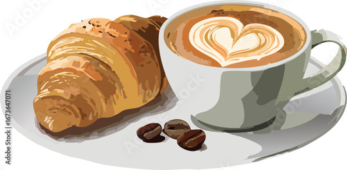 Peaceful breakfast scene with latte art teaches mindfulness and appreciation for simple joys
