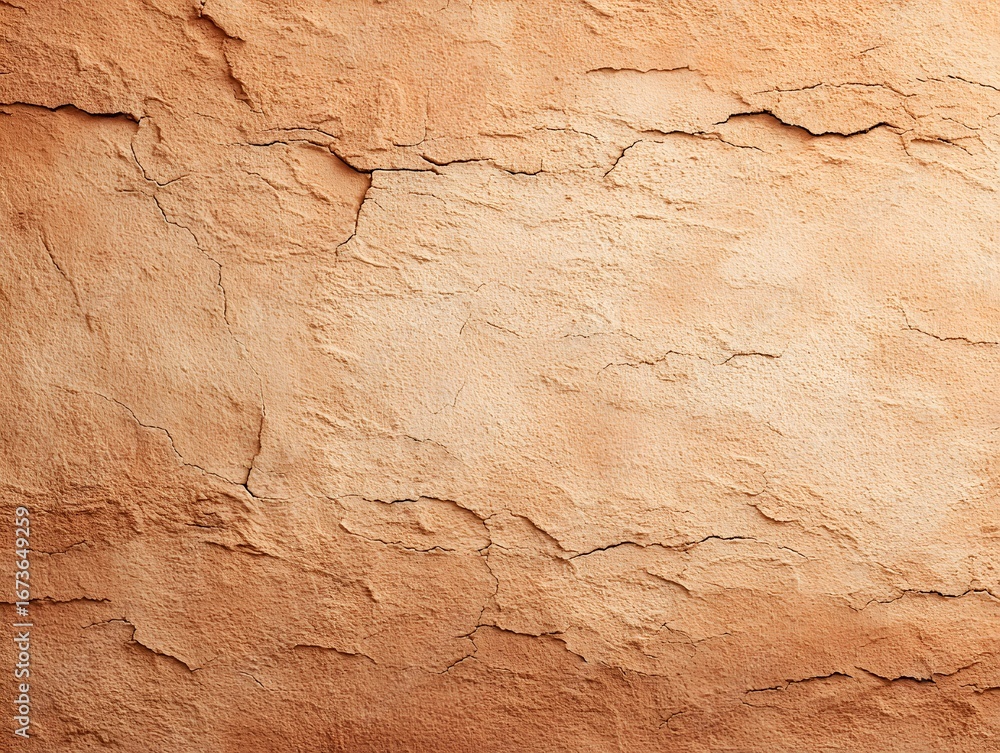 Fototapeta premium rustic clay wall with micro cracks, warm earthy tone, minimal texture,