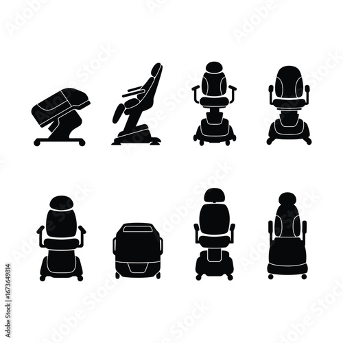 Collection of Physiotherapy Robot Silhouettes, showing various types and angles for medical rehabilitation and physical therapy equipment