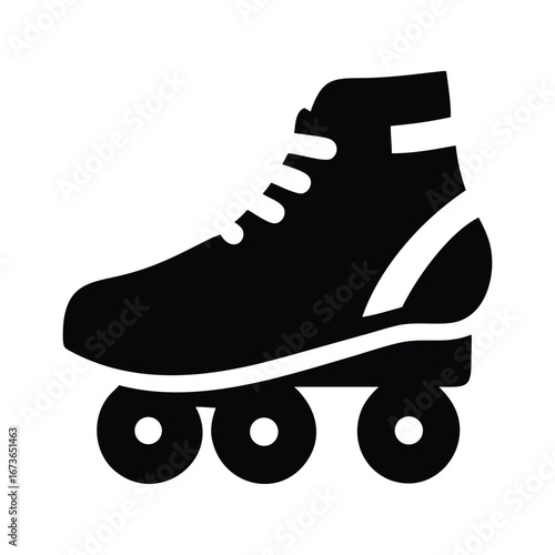 Classic roller skate icon in black and white