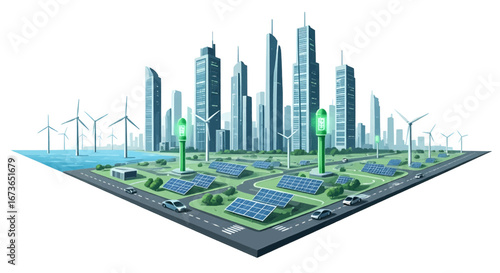 Sustainable Cityscape Renewable Energy and Modern Urban Planning for a Green Future