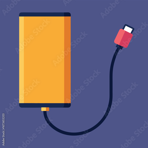 Modern power bank with charging cable illustration