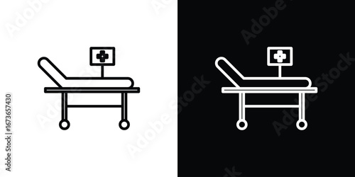 Hospital bed icon Illustration. Vector Graphic. EPS 10