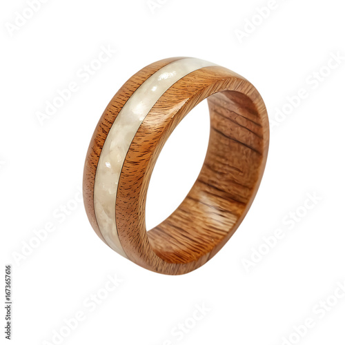 Stunning Olive Wood Ring with Mother of Pearl Inlay:  A Unique Statement Piece