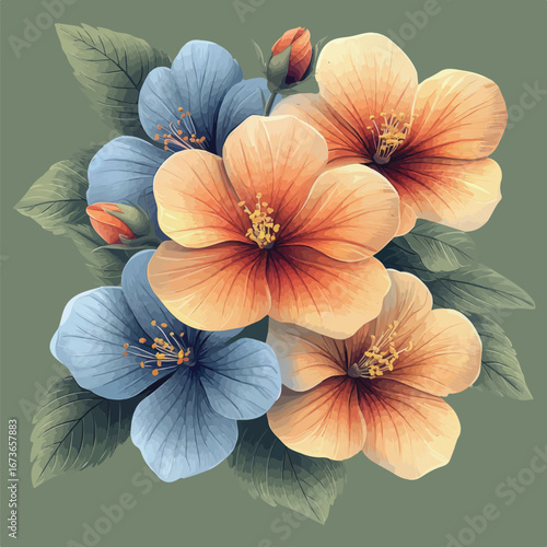 Lush Tropical Flowers Arrangement | Exotic Botanical Nature Vector