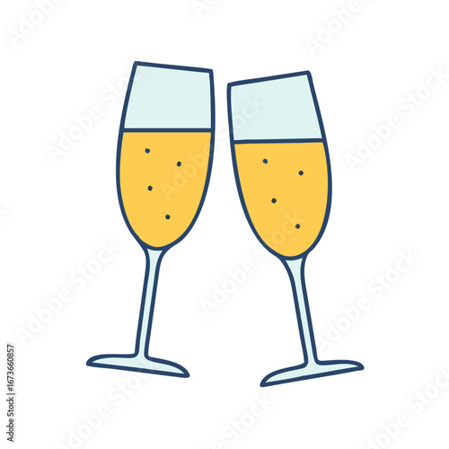 Two champagne glasses toasting celebration cheers drink alcohol beverage party event festive occasion