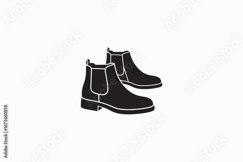 Leather A Chelsea Boots Shoes vector silhouettes black image made by adobe illustrator. eps
