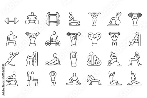 Vector Icons Set for Exercise, Training, and Health Apps
