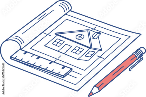 A detailed financial analysis and growth plan for a business concept are drawn on a house plan blueprint