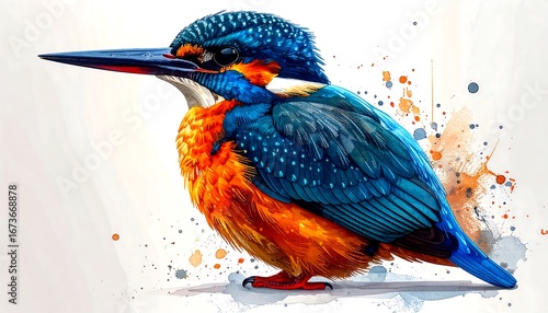Colorful kingfisher illustration
