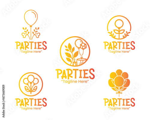 Stylish Party Logo Set for Festive Celebrations