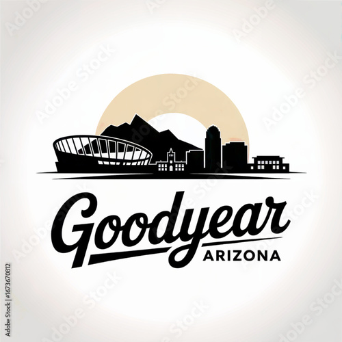 Wallpaper Mural Goodyear Skyline Silhouette — Desert City with Estrella Mountain Backdrop Vector Illustration Torontodigital.ca