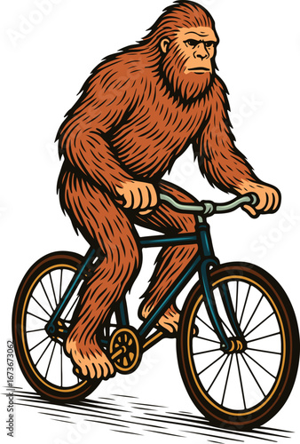 Bigfoot riding a bicycle illustration vector sticker decal print