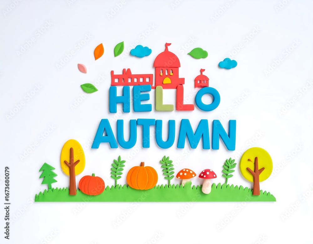 Fototapeta premium Colorful autumnal scene with words