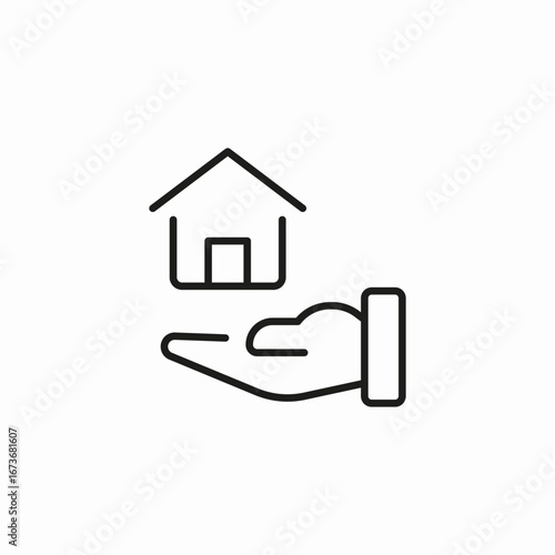 hand holding house icon sign vector