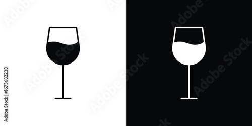 Wine glass icon. The black silhouette vector