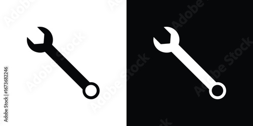 Wrench icon. The black silhouette vector