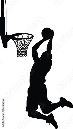 Dynamic Basketball Player Silhouette Dunking