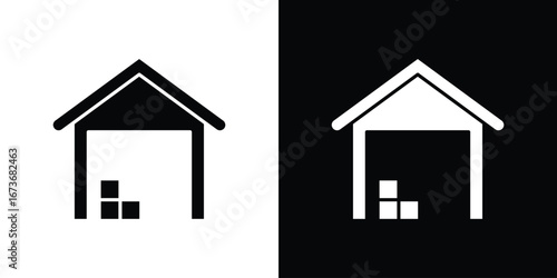 Warehouse icon. The black silhouette vector