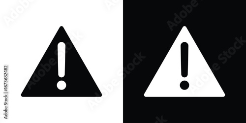 Warning triangle icon. The black silhouette vector