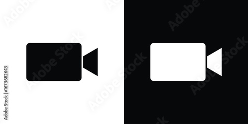 Video call icon. The black silhouette vector