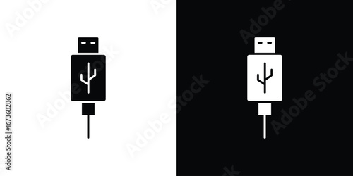 USB icon. The black silhouette vector