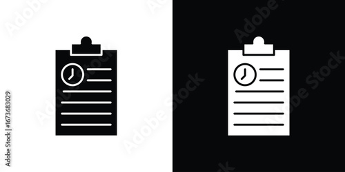 Timesheet icon. The black silhouette vector