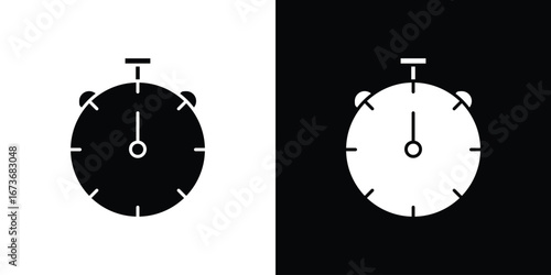 Timer icon. The black silhouette vector