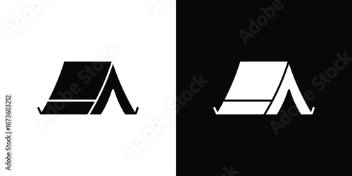 Tent icon. The black silhouette vector
