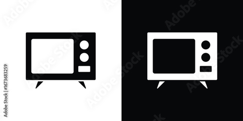 Television icon. The black silhouette vector