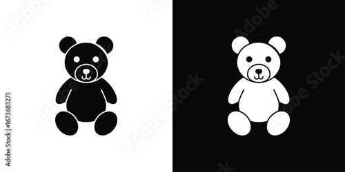 Teddy bear icon. The black silhouette vector