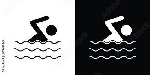 Swimming icon. The black silhouette vector