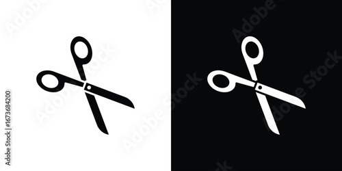 Scissors icon. The black silhouette vector