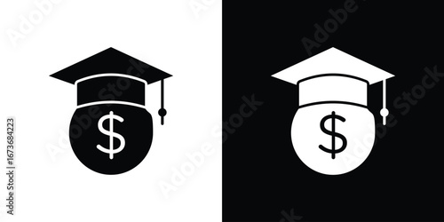 Scholarship icon. The black silhouette vector