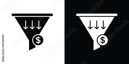 Sales funnel icon. The black silhouette vector